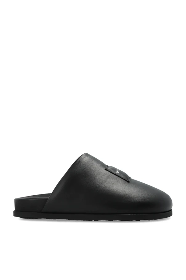 CZARNY Skórzane buty z logo