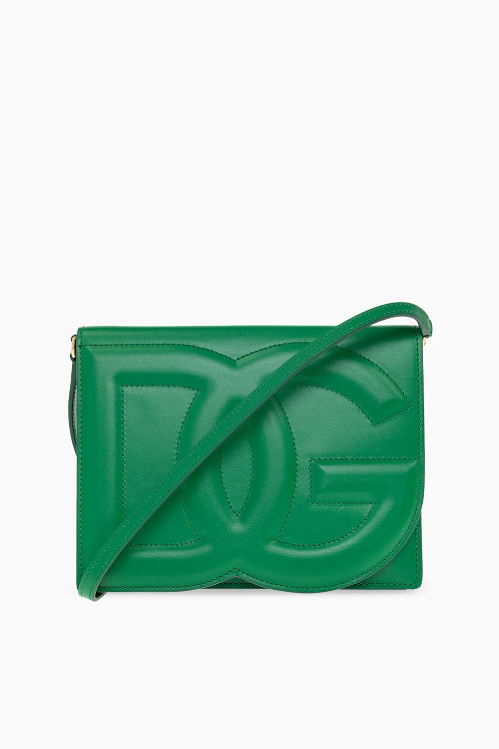 GREEN Leather shoulder bag with logo