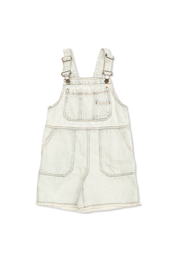 jasnoniebieski Jeansowe ogrodniczki z efektem `vintage`