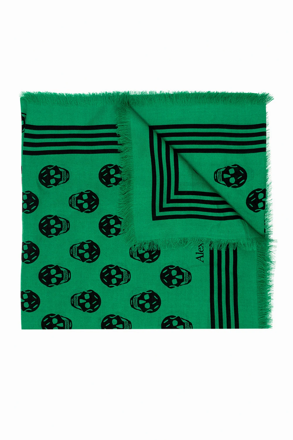 GREEN Scarf with skull motif