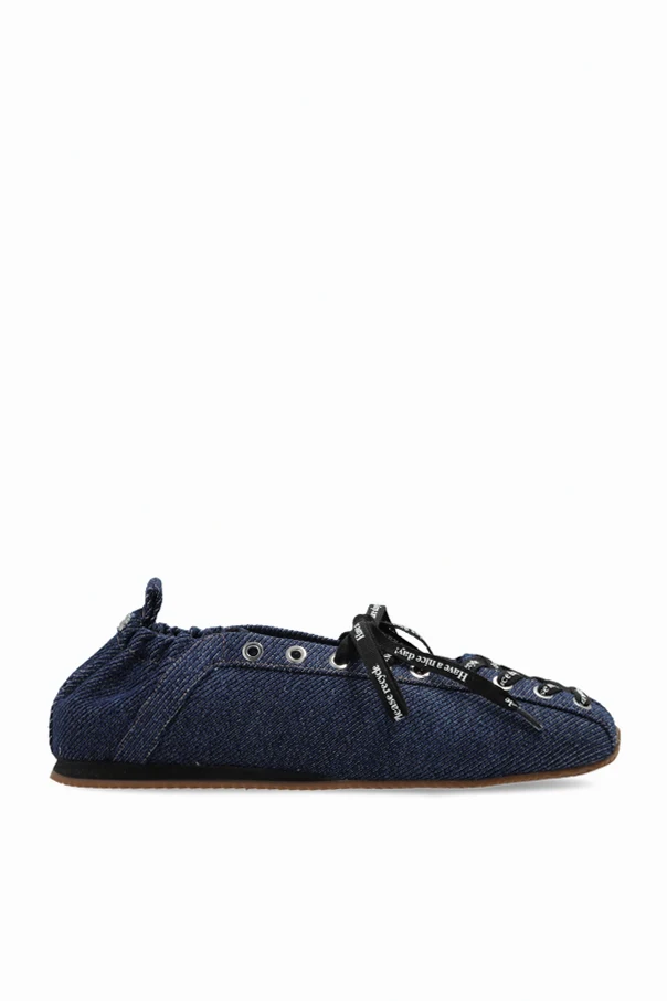 MARINEBLAU Schnürballerinas aus Jeansstoff