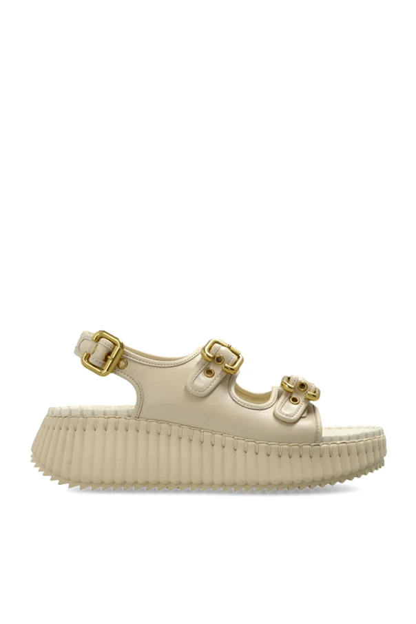 kremowy Skórzane sandały ‘Nama’