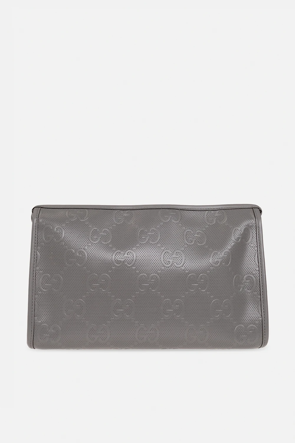Leather wash bag with monogram