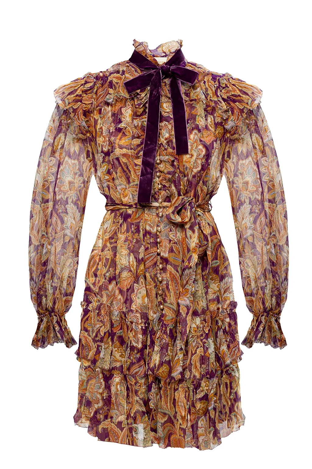 Patterned dress with long sleeves