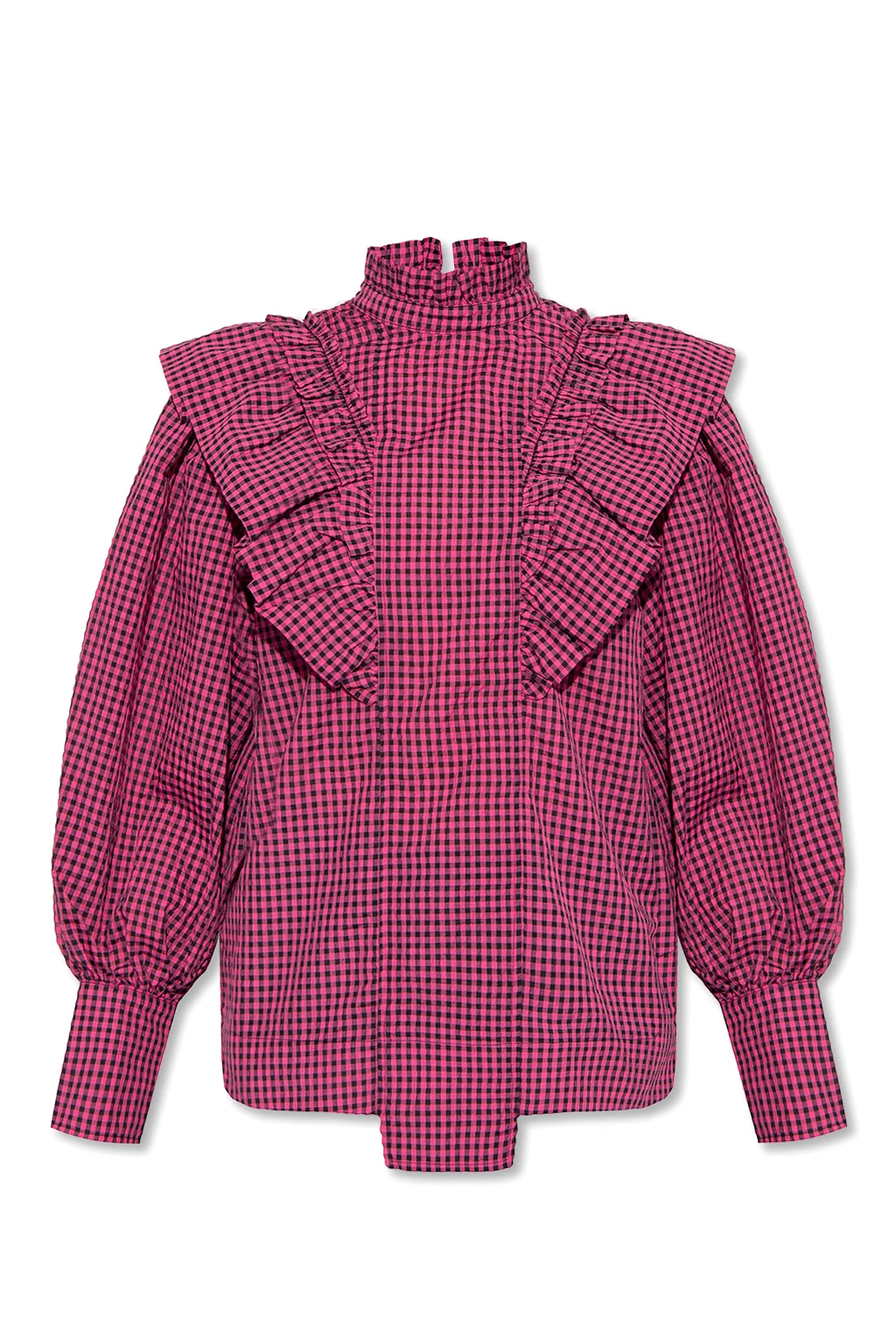 Shirt with standing collar