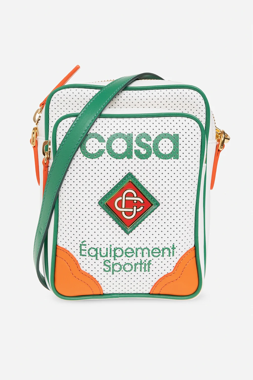 WHITE Perforated shoulder bag with logo