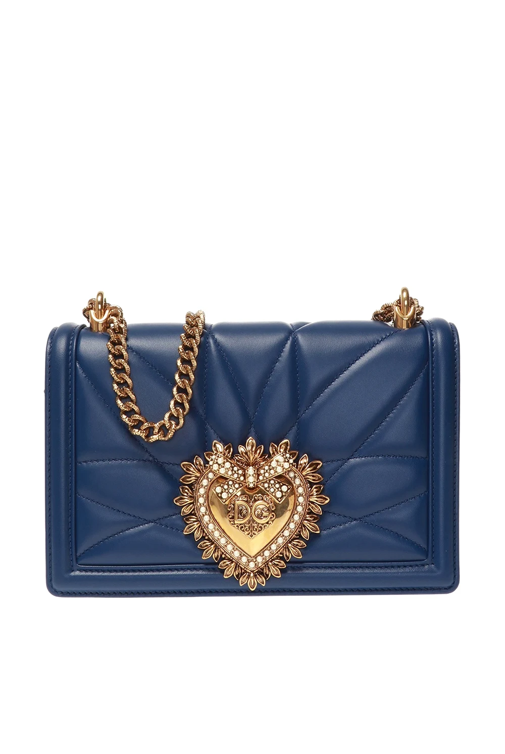 NAVY BLUE 'Devotion' Leather shoulder bag