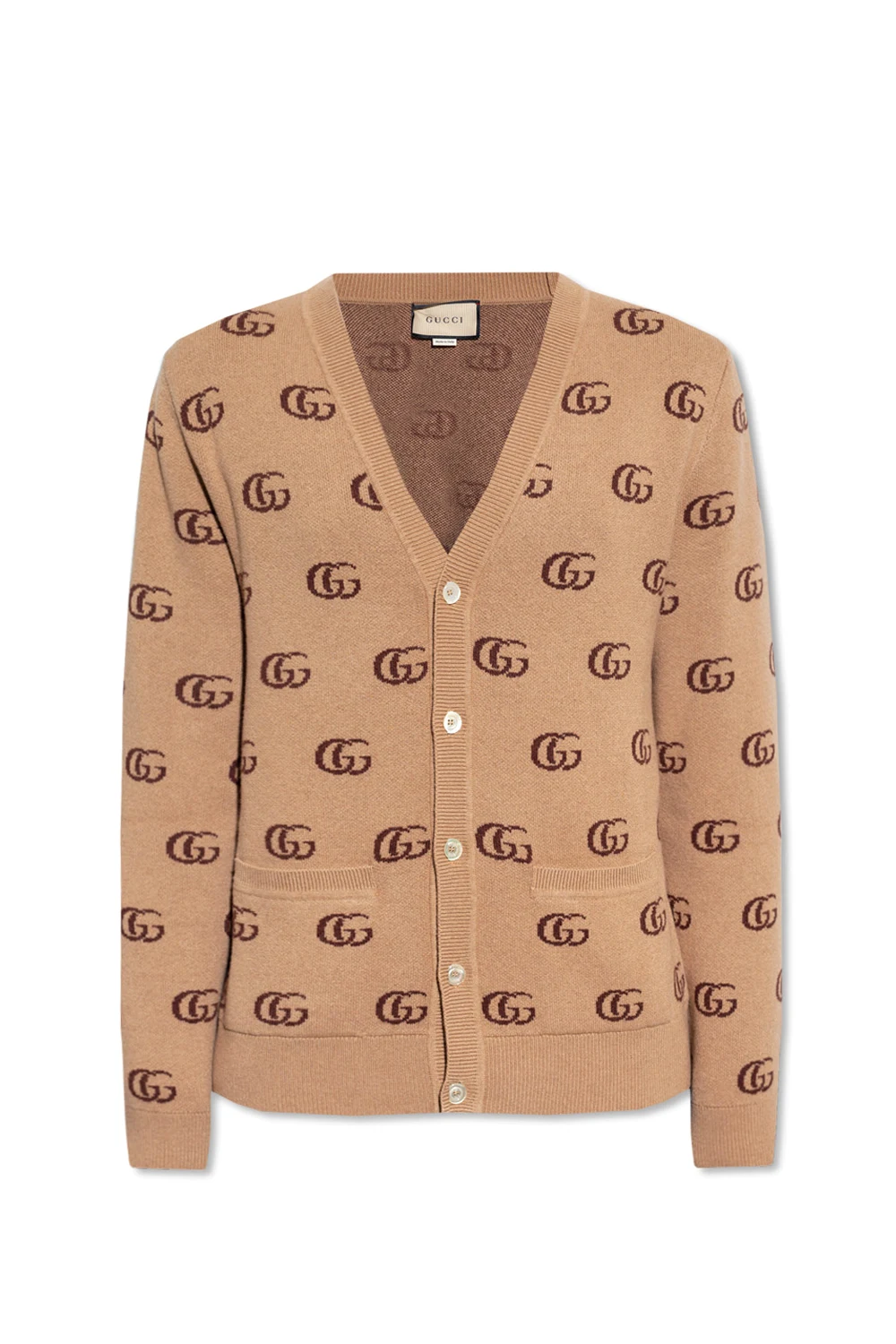 BROWN Cashmere cardigan with logo