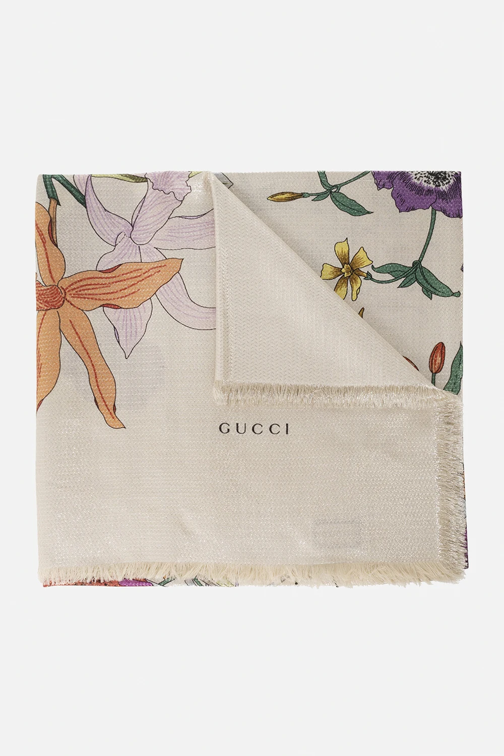 cream Shawl with ‘Flora’ print