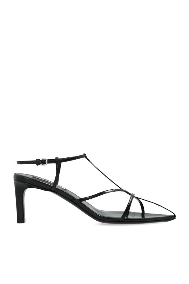 SCHWARZ Ledersandalen mit Absatz