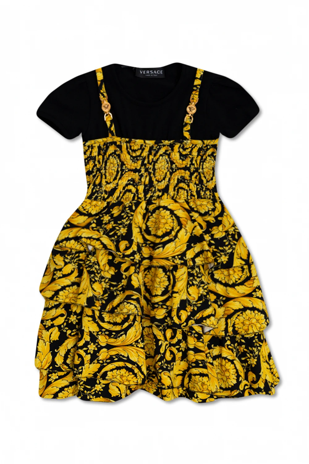 YELLOW  Dress with baroque motif