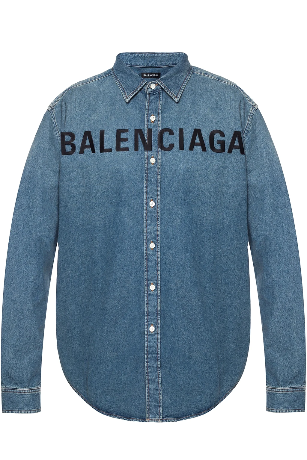 BLUE Branded denim shirt