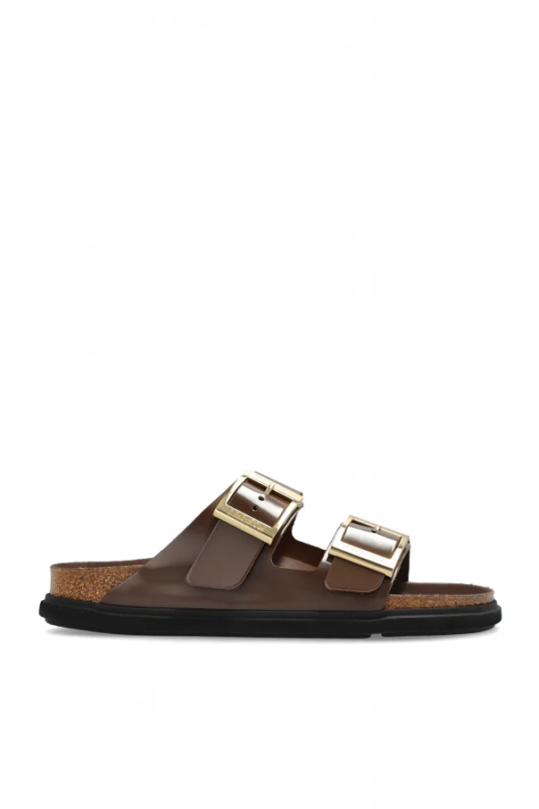 BROWN Arizona 'Droplet Bouckle Cupsole' Slides