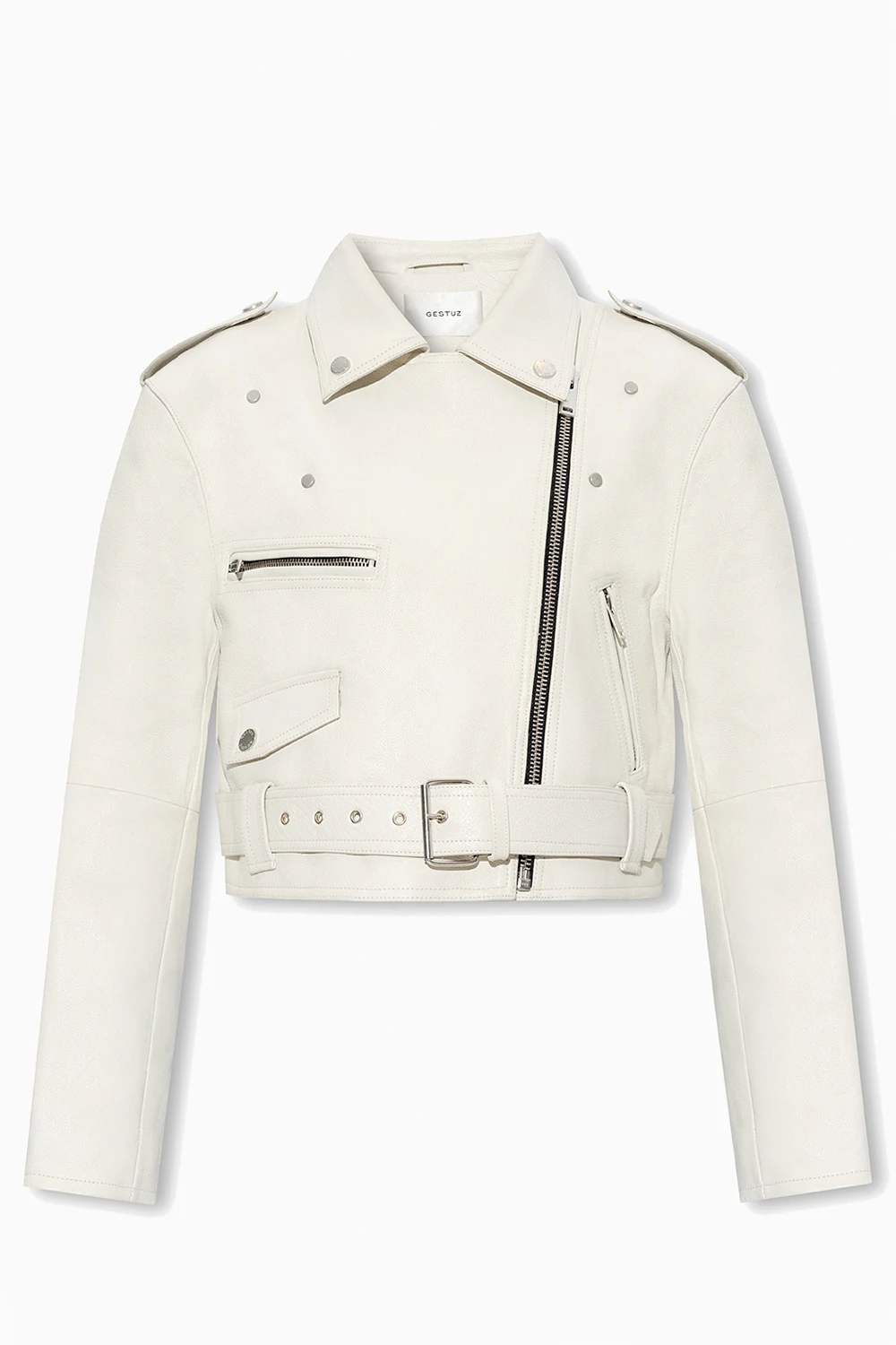 GREY ‘AvalonGZ’ cropped leather jacket
