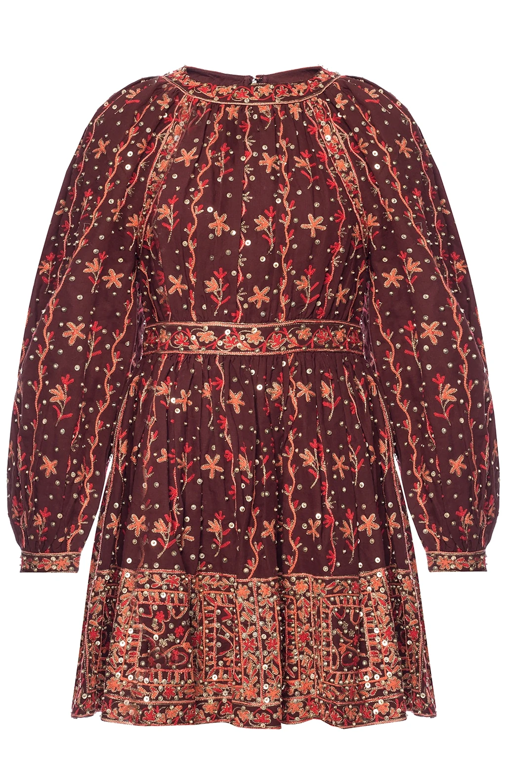 BURGUNDY ‘Daya’ embroidered dress