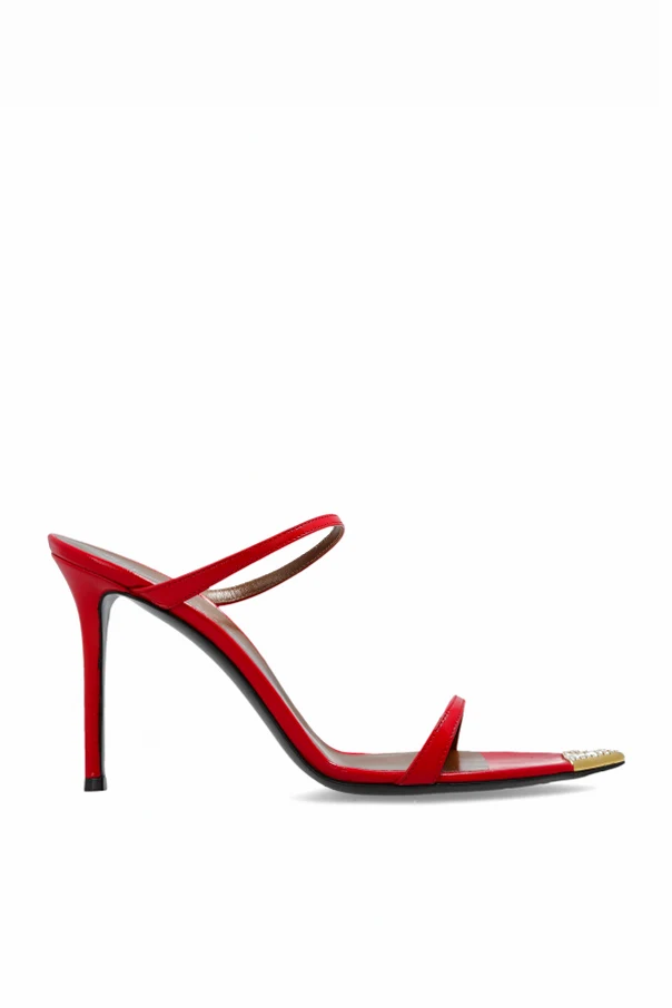 CZERWONY Klapki na obcasie