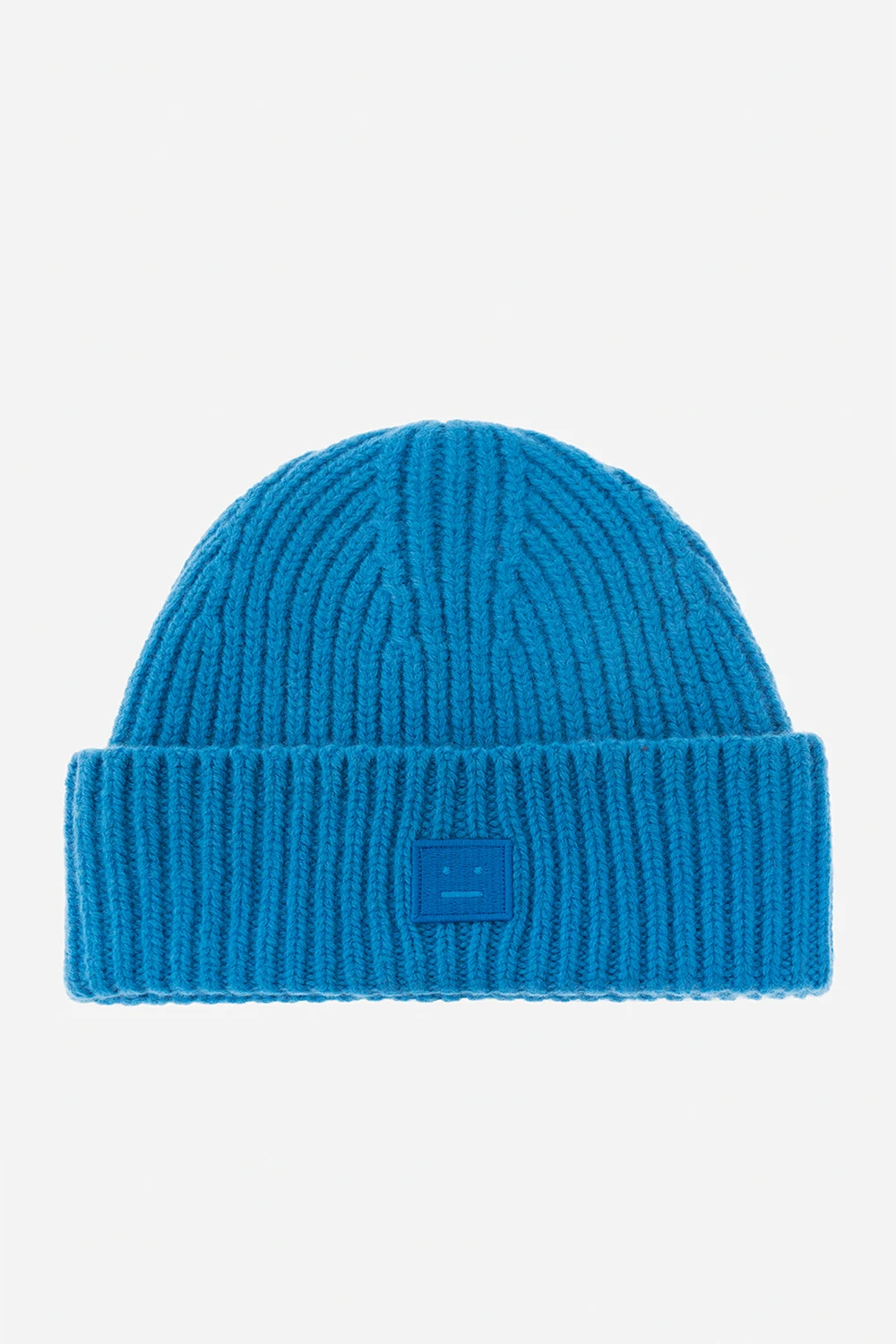 BLUE Wool beanie with logo
