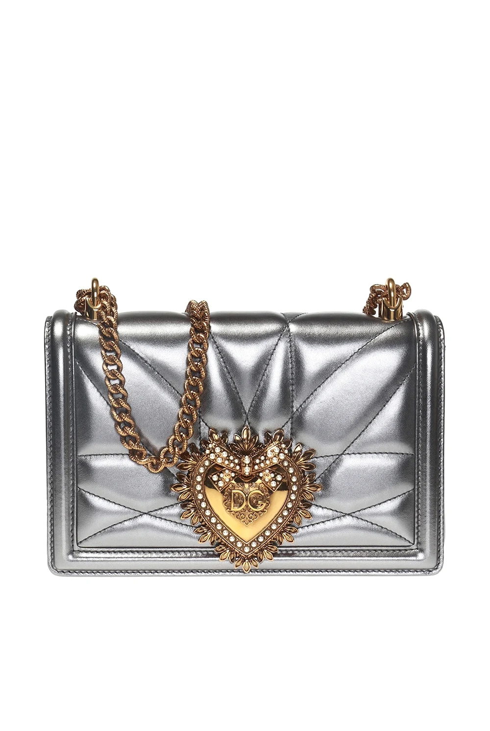 SILVER ‘Devotion’ quilted shoulder bag