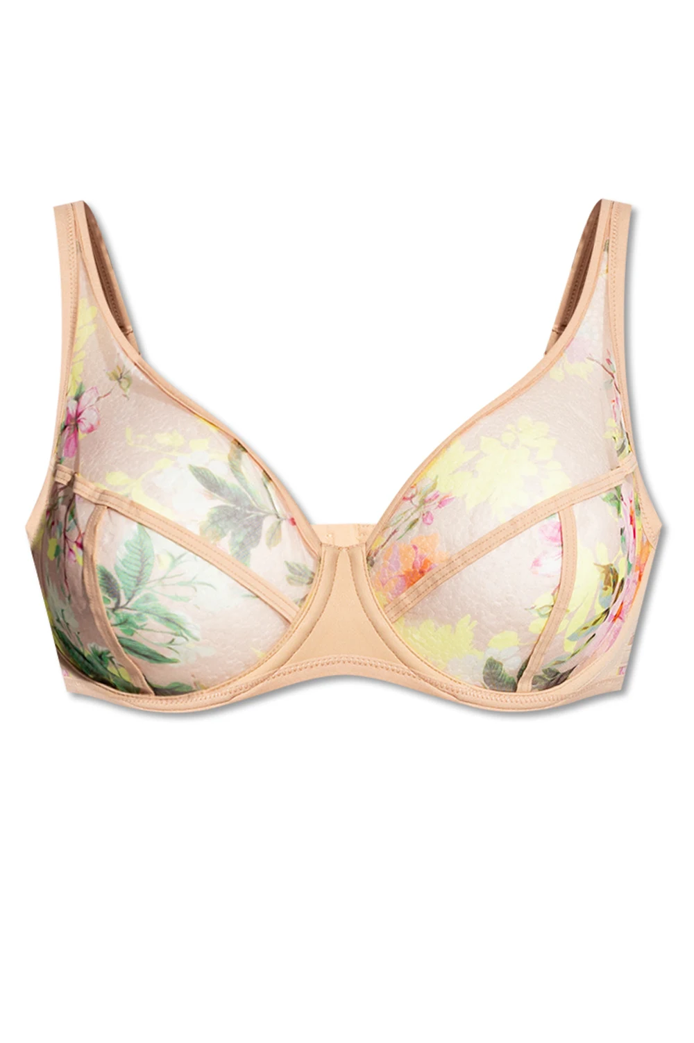 beige Bra with floral motif