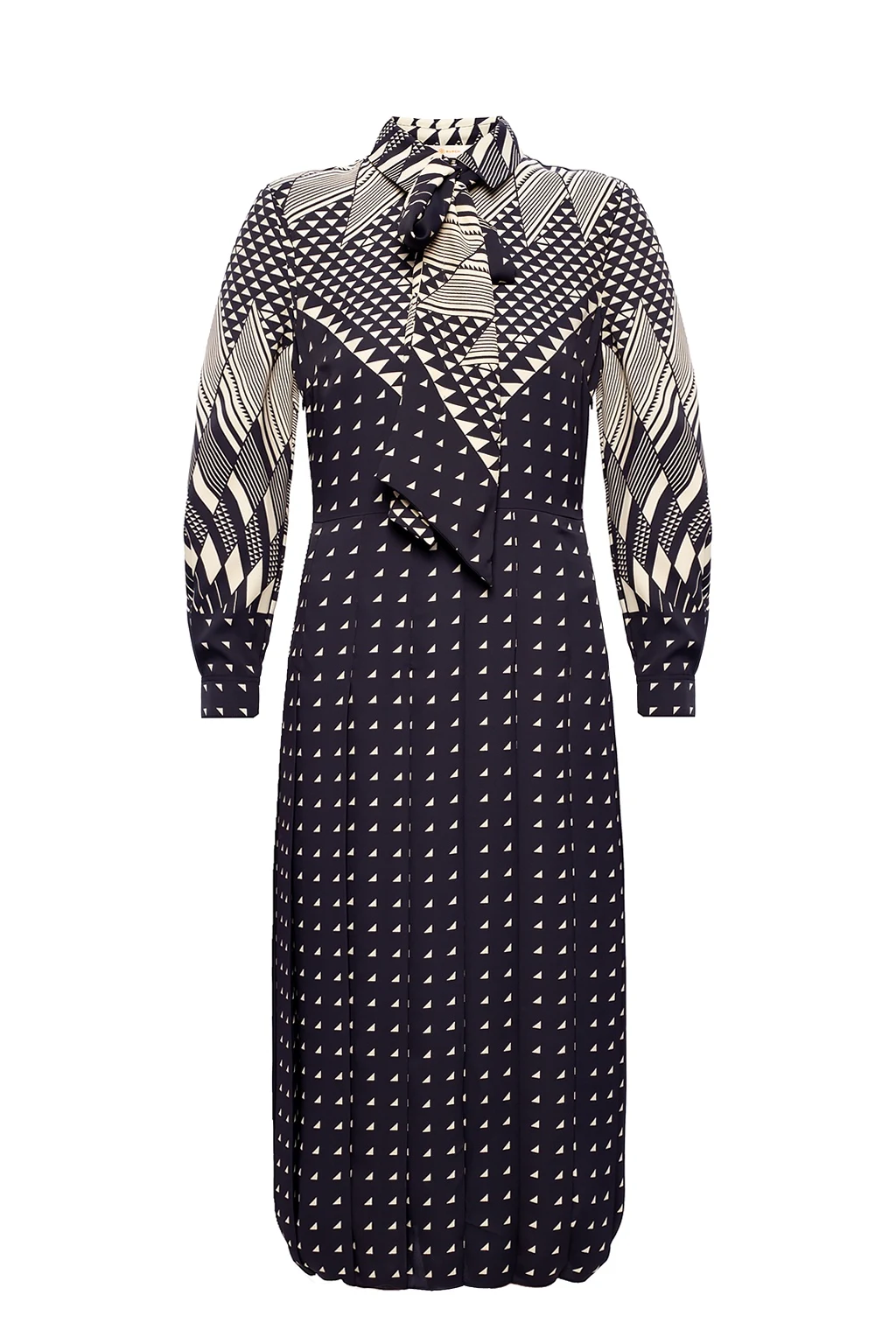 BLACK Patterned dress with long sleeves