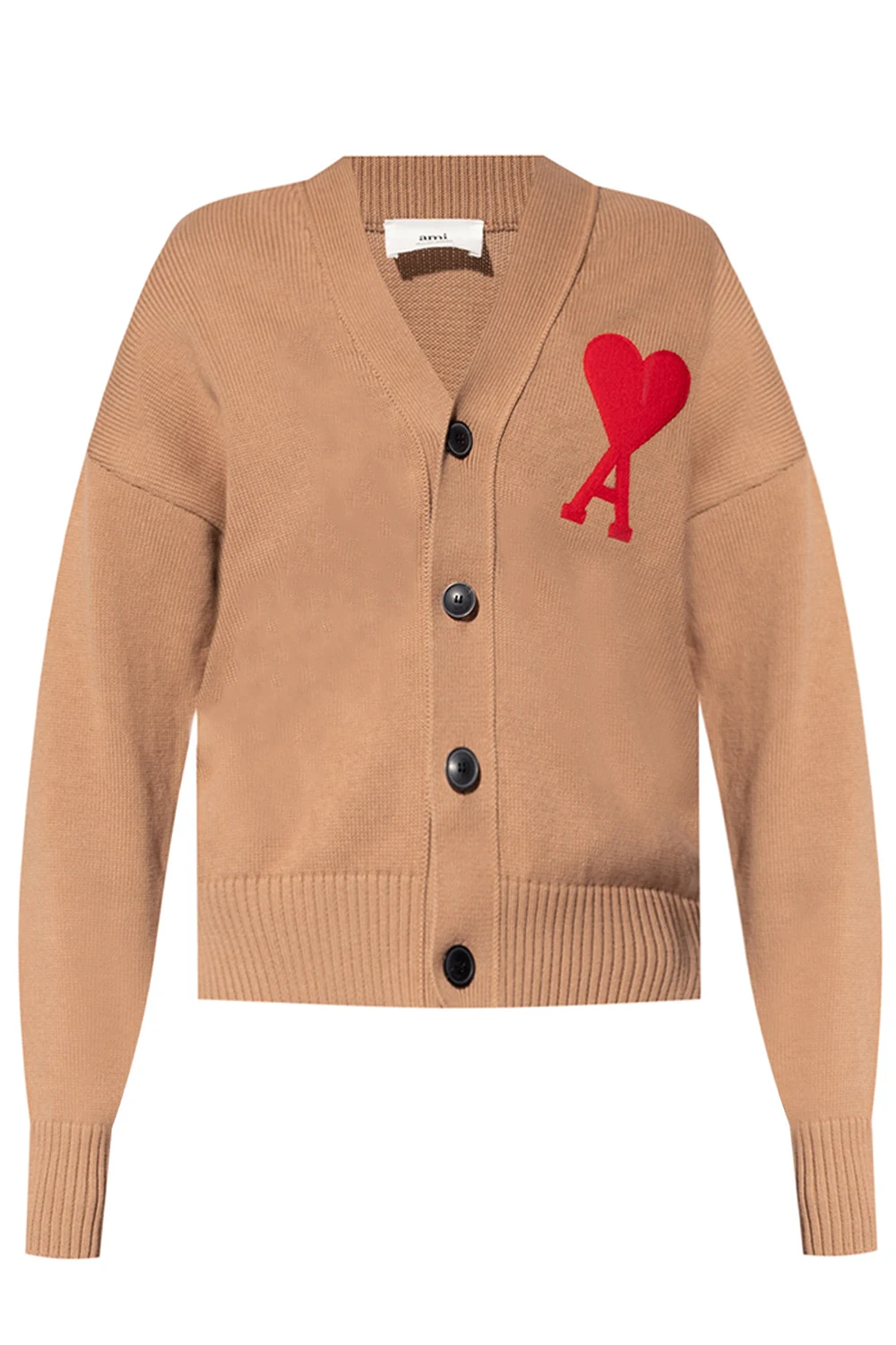 beige Logo-embroidered cardigan
