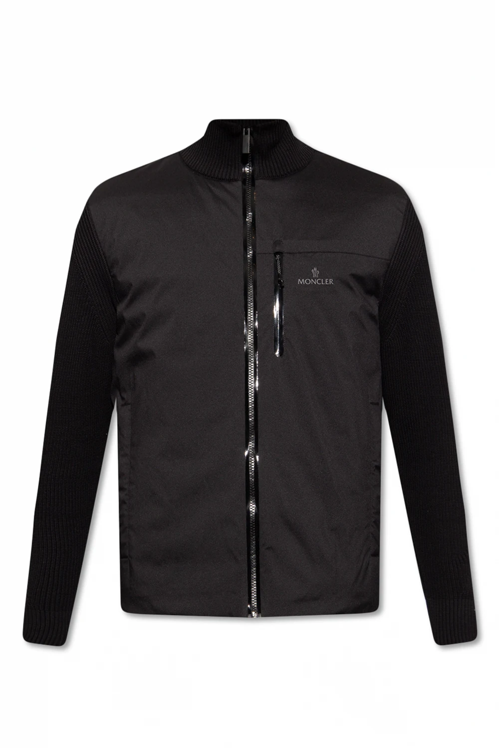 BLACK Cardigan with down front panel