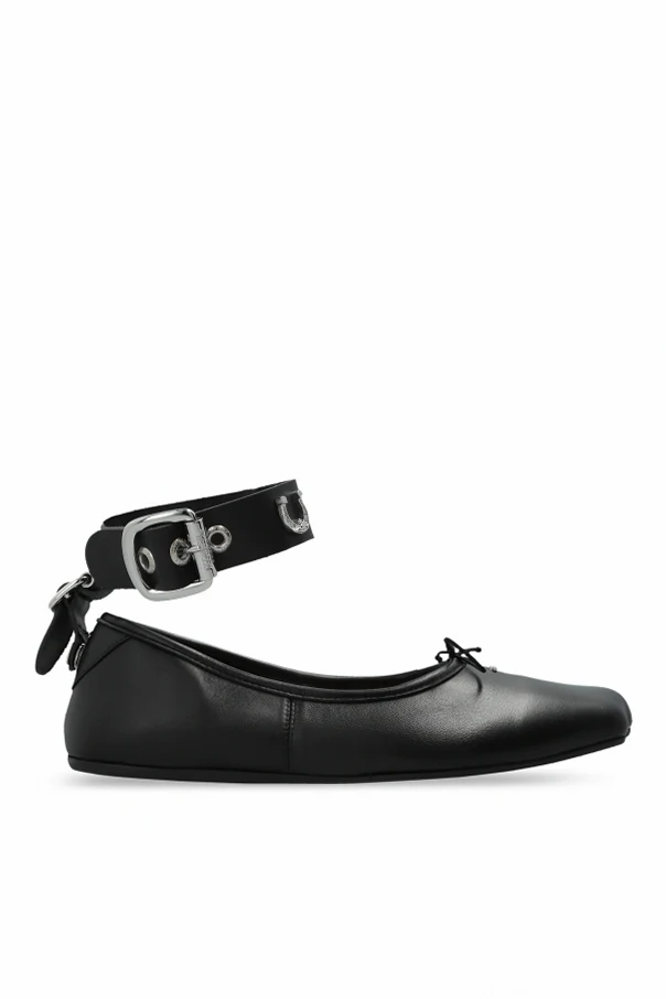 CZARNY Skórzane baleriny ‘Bardot’