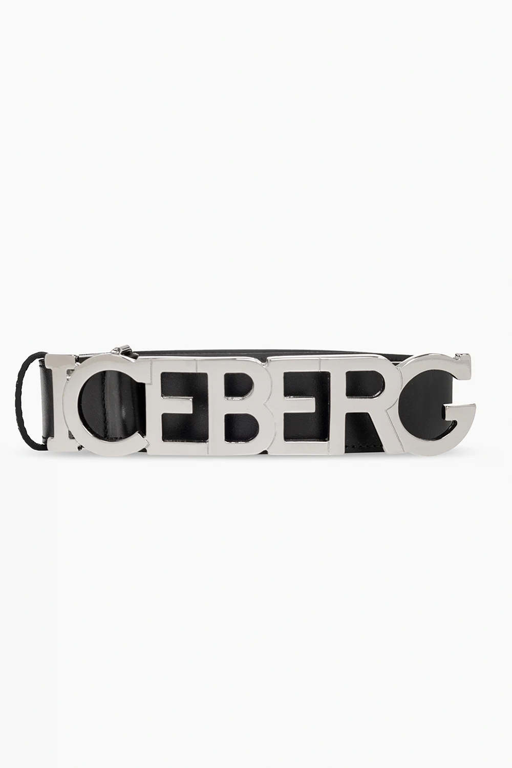 BLACK Leather belt with logo