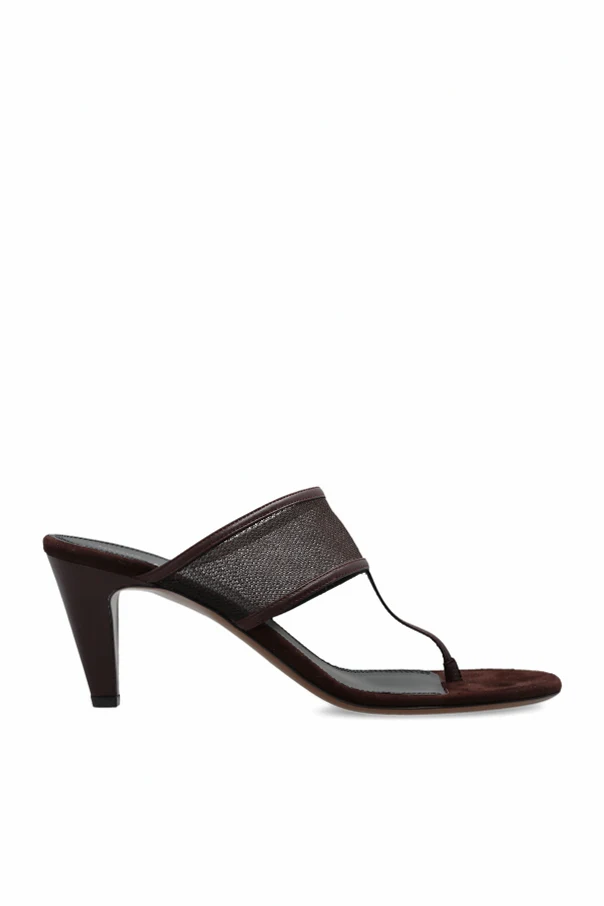 BRĄZOWY Klapki na obcasie ‘Vena’