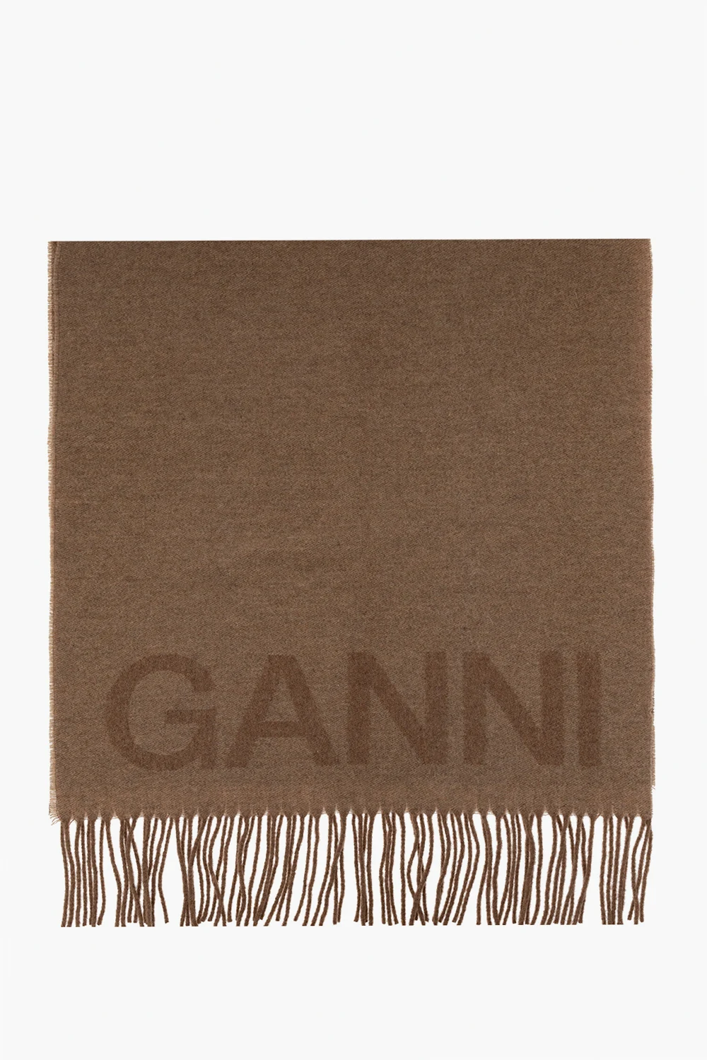BROWN Wool scarf with logo