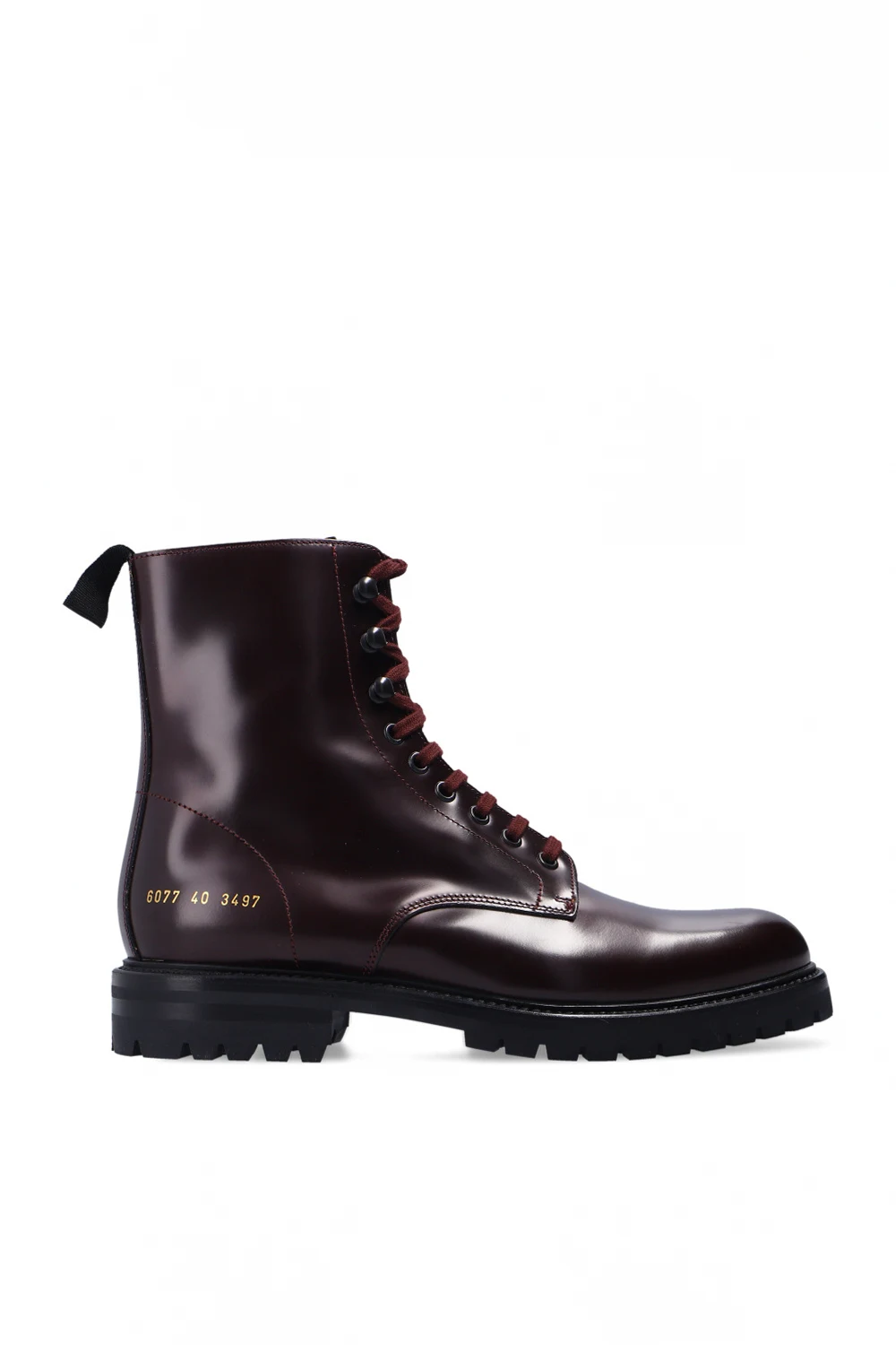 BURGUNDY ‘Combat’ leather ankle boots
