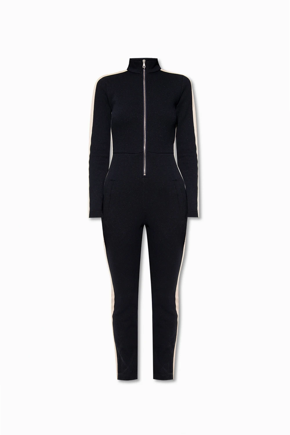 BLACK Side-stripe jumpsuit
