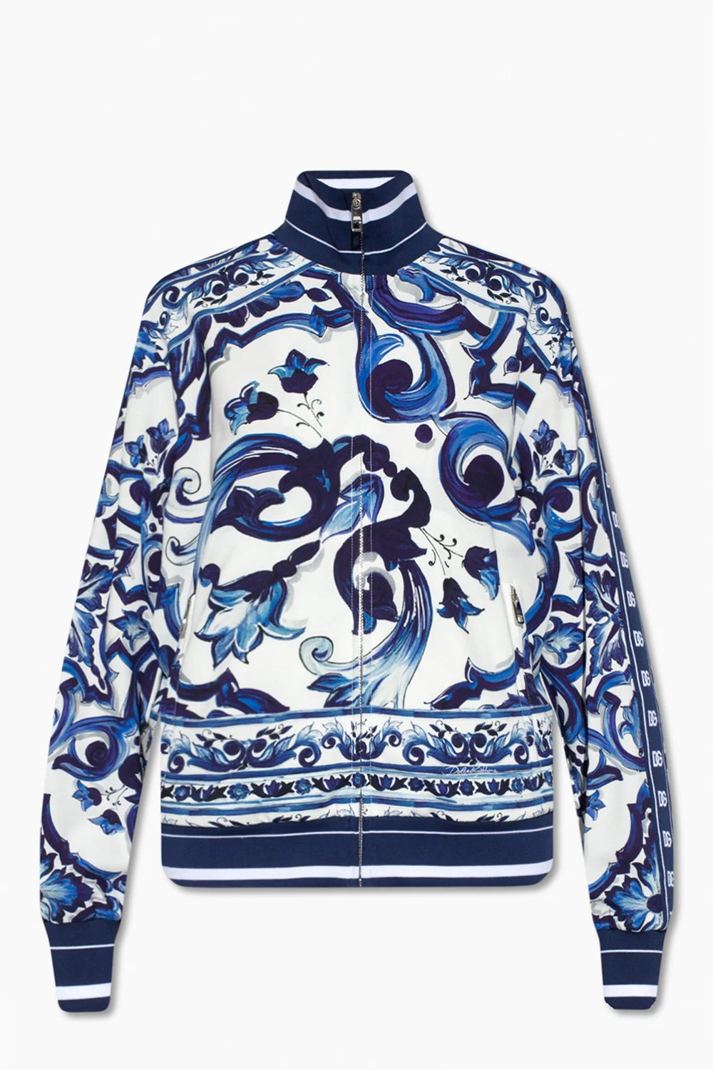 BLUE Patterned sweatshirt with standing collar