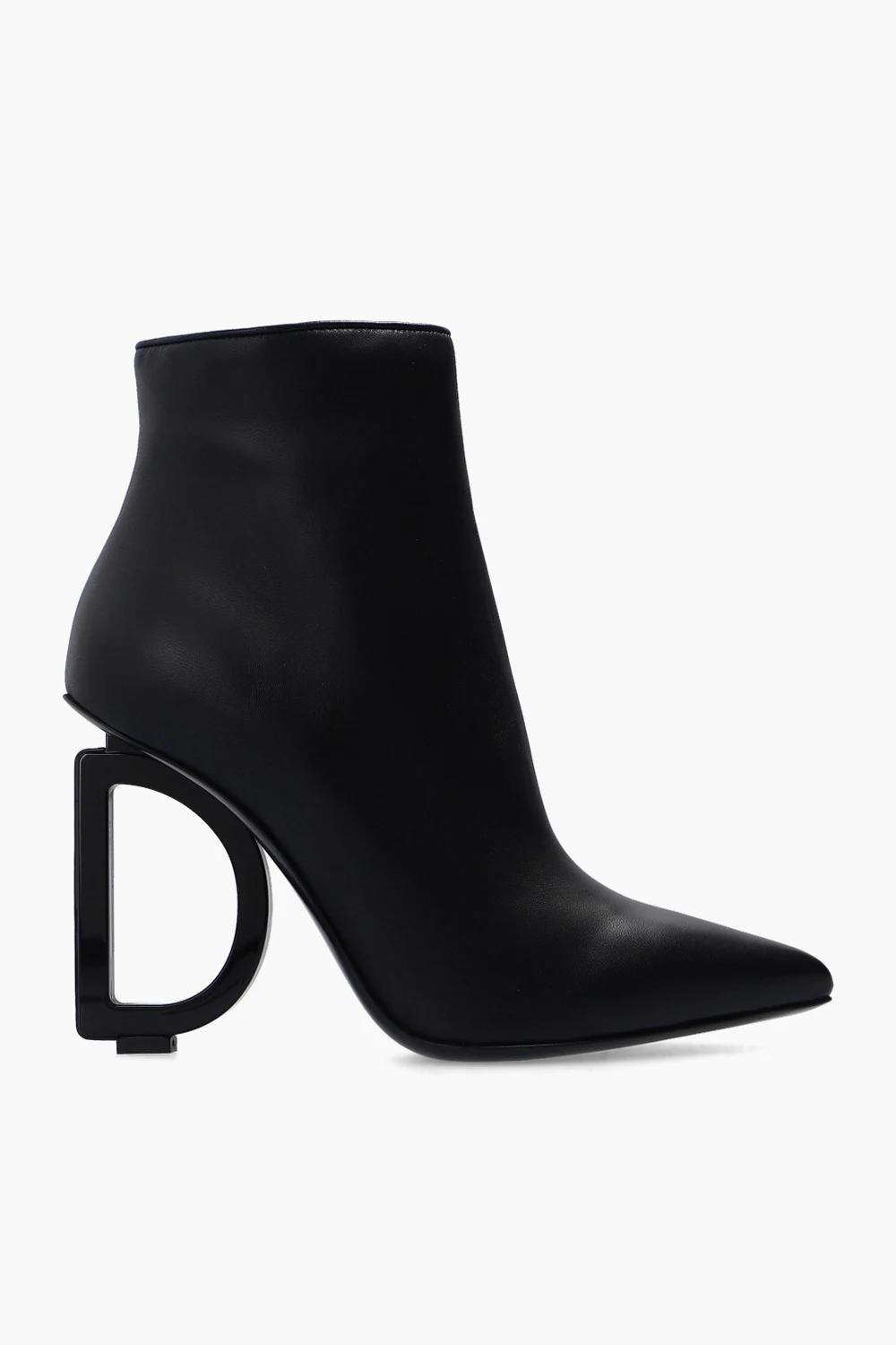 BLACK Ankle boots with decorative heel