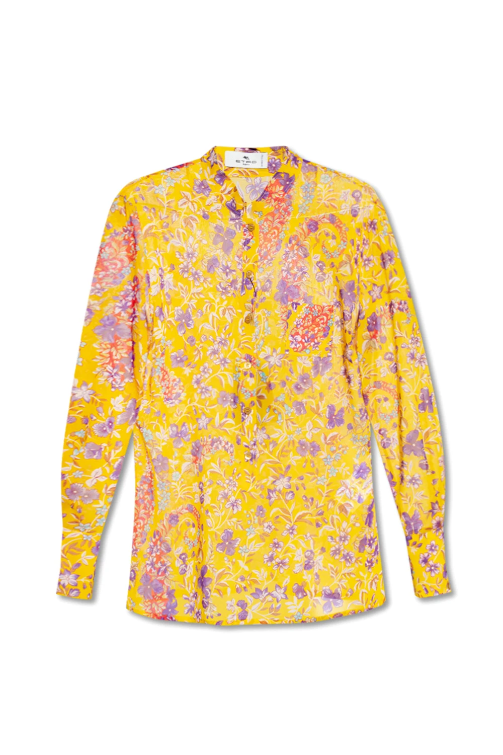 Silk shirt with standing collar