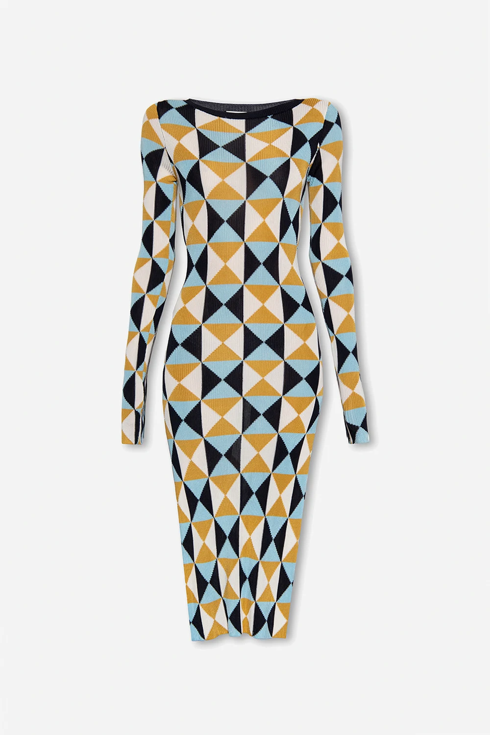 Ribbed dress with geometric pattern