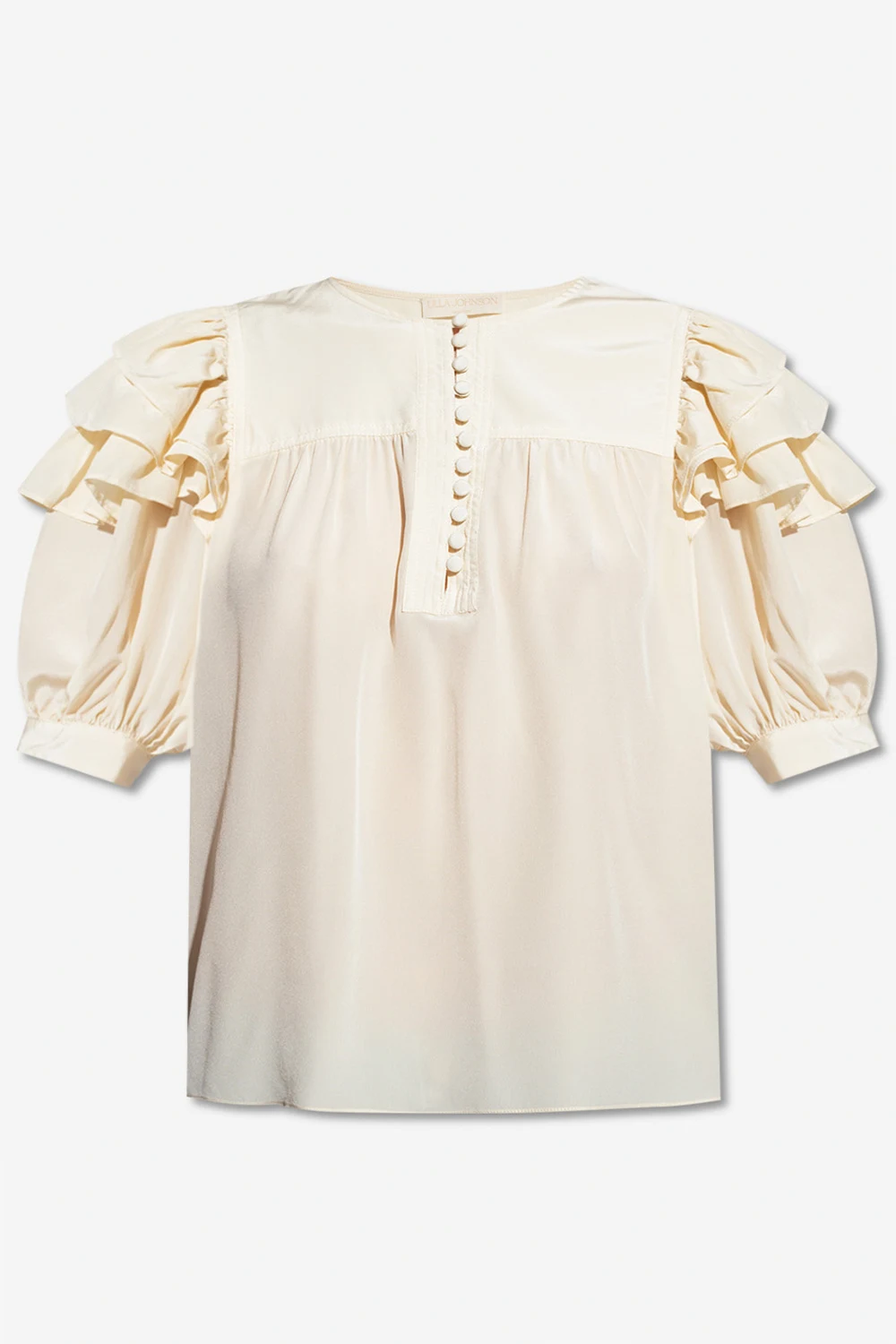 cream ‘Nova’ top with puff sleeves