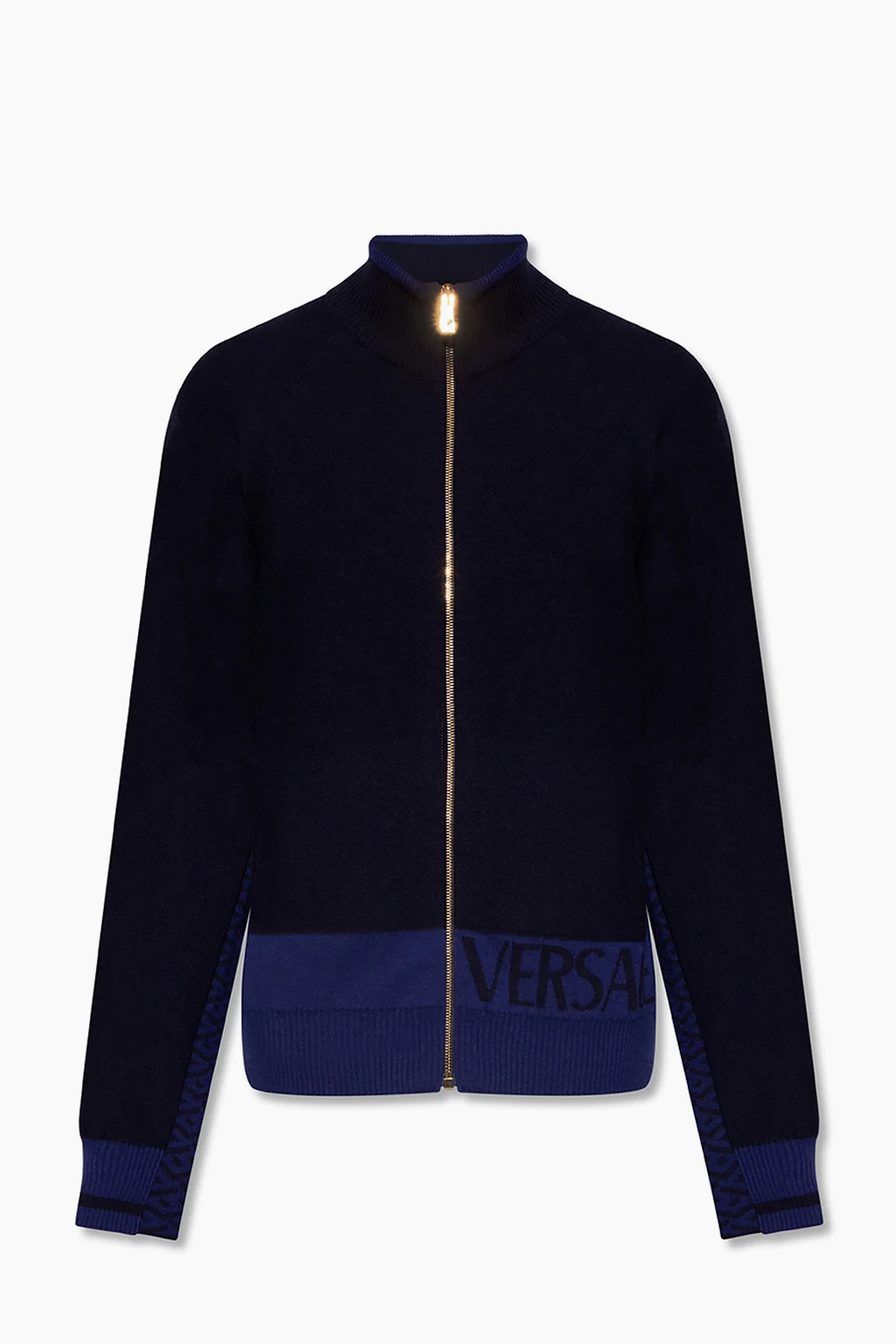 NAVY BLUE Zip-up sweater with logo