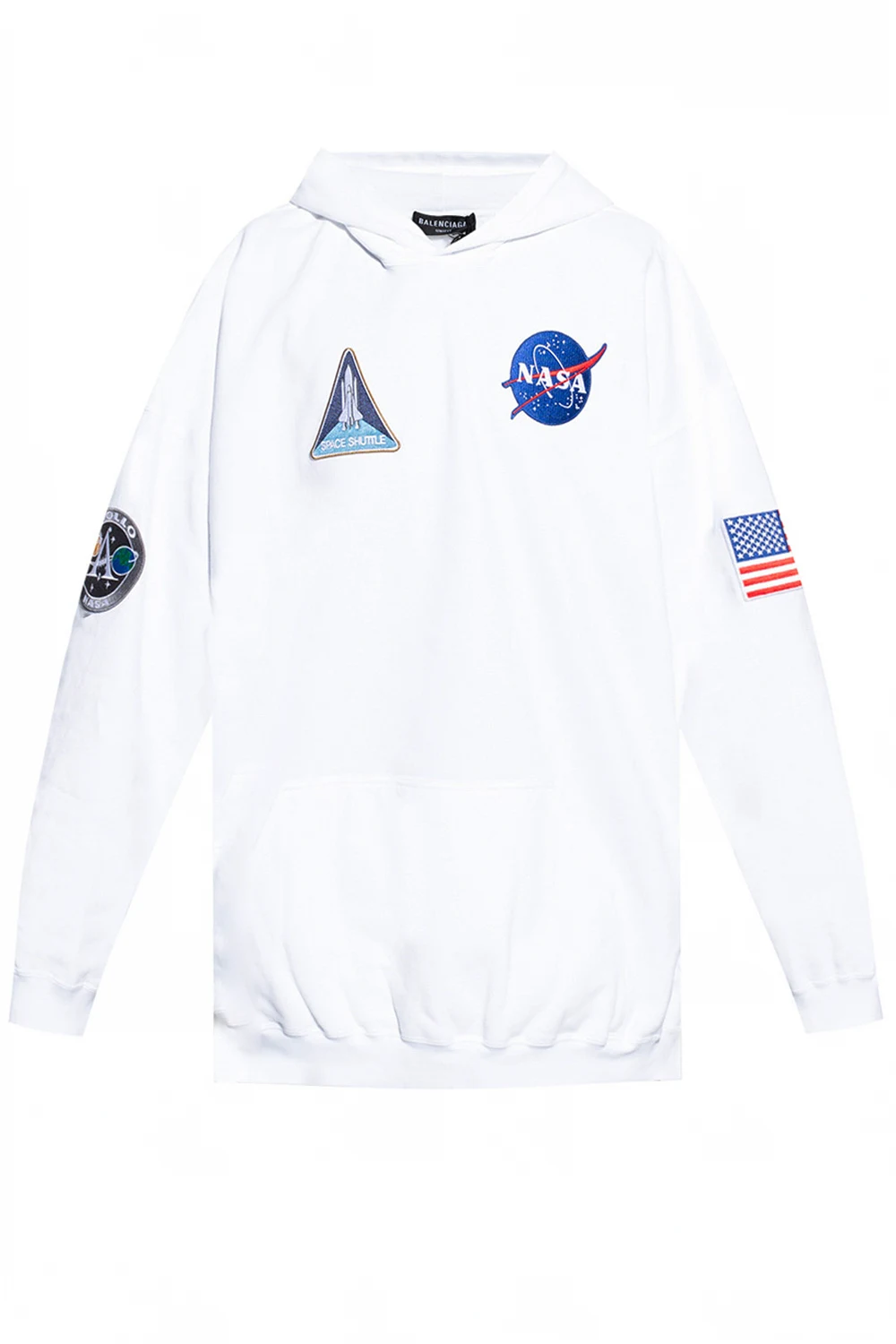 WHITE Patched hoodie