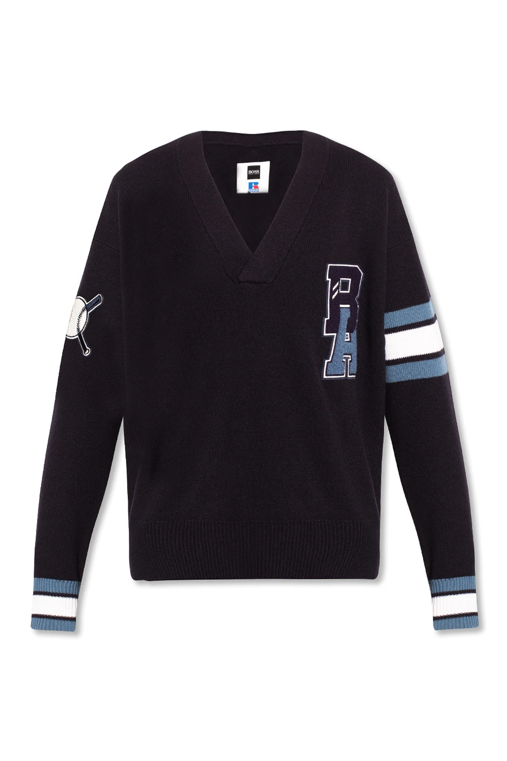 NAVY BLUE Sweater with logo patch