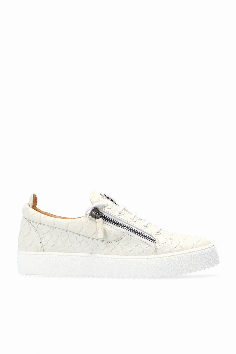 cream Zip-up sneakers