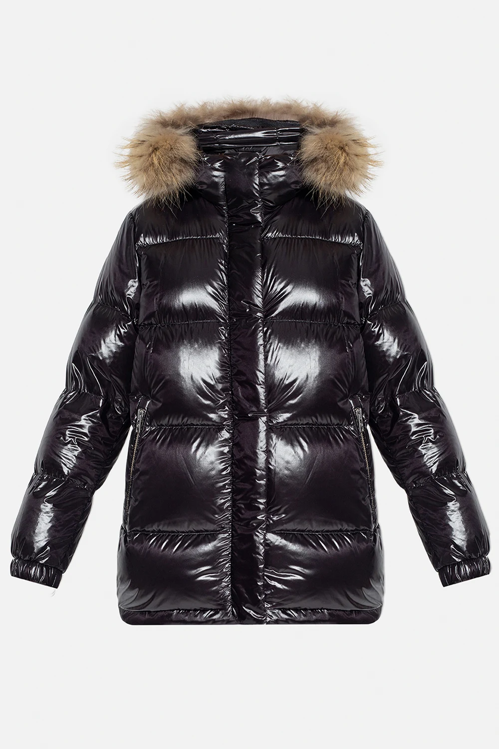 BLACK Hooded down jacket