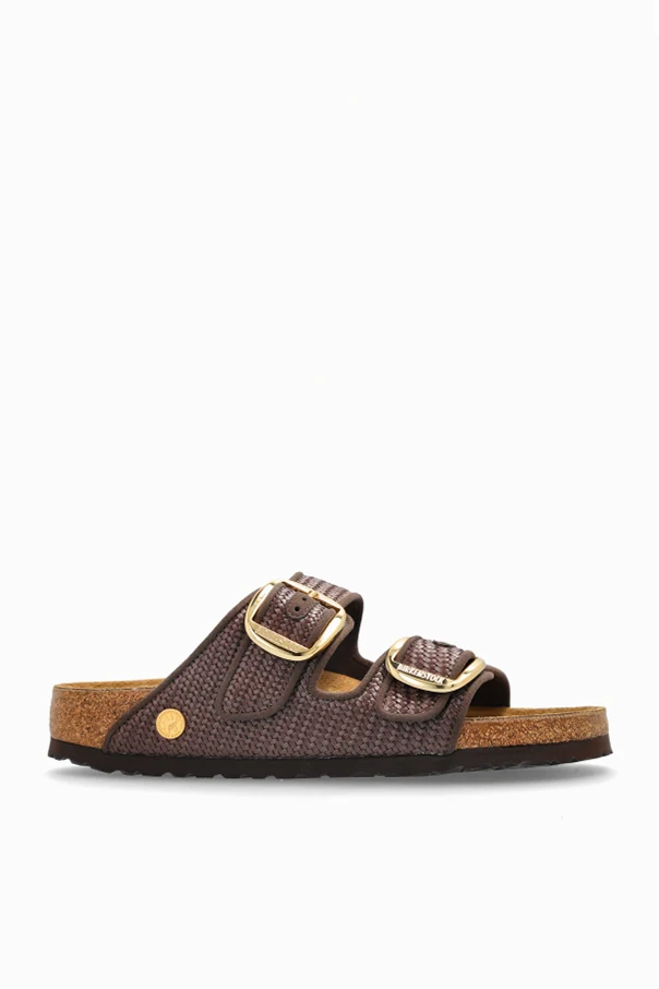 BROWN "Arizona Big Buckle Raffia" slides