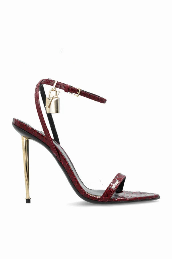 BURGUNDER Ledersandalen mit Absatz