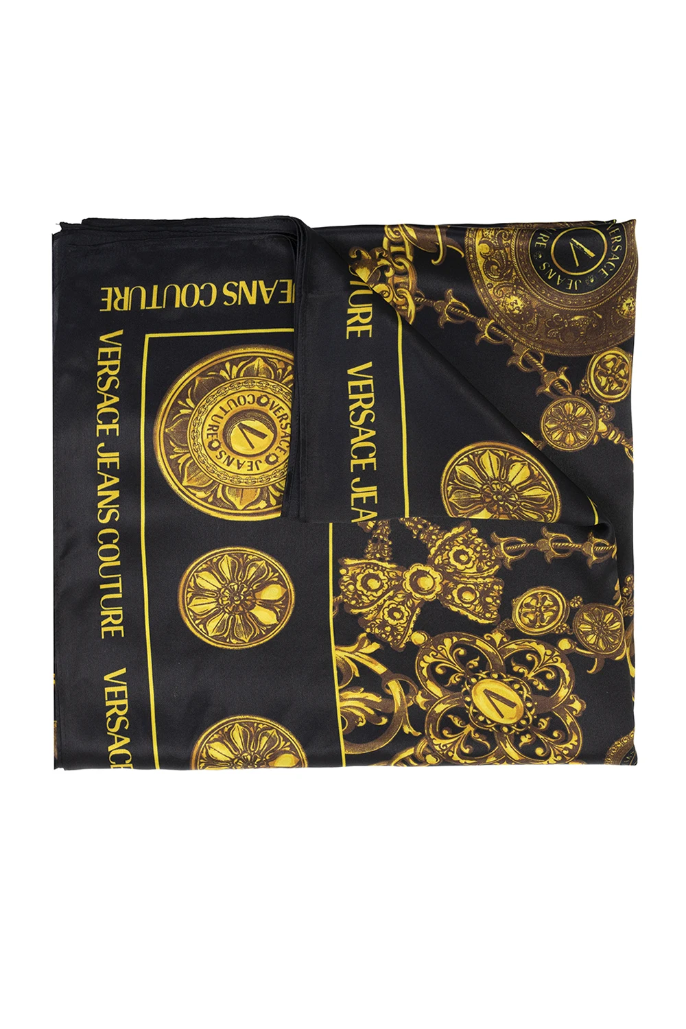 BLACK Barocco-printed shawl