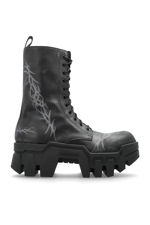 CZARNY Botki na platformie ‘Bulldozer Lace Booti’