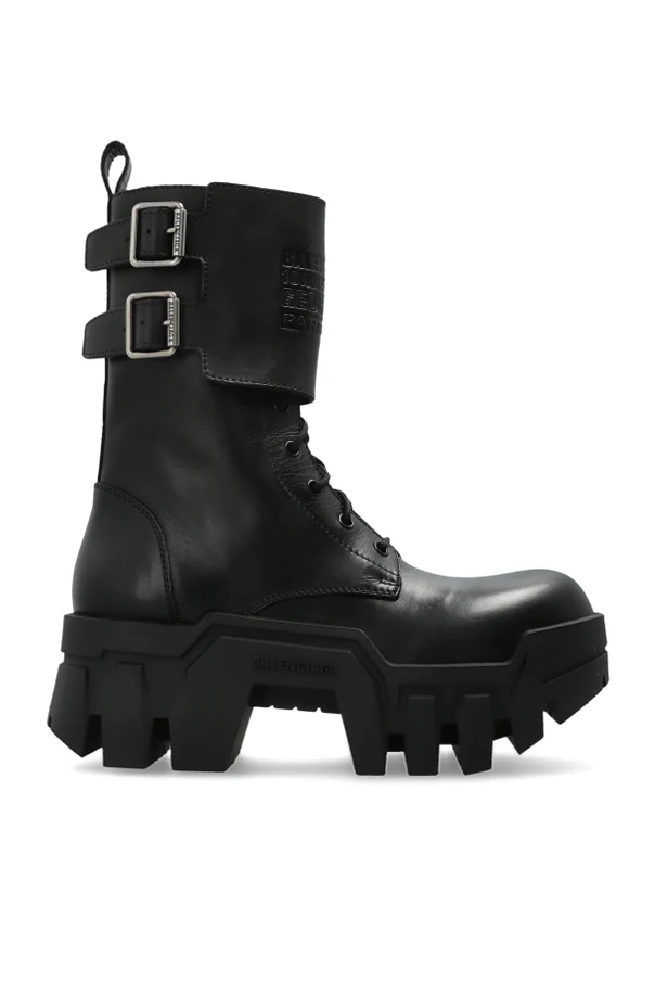 SCHWARZ Stiefeletten mit Plateau ‘Bulldozer Combat’