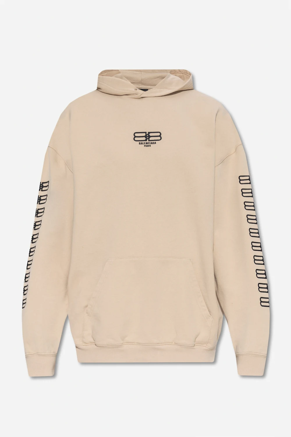 beige Logo-embroidered hoodie