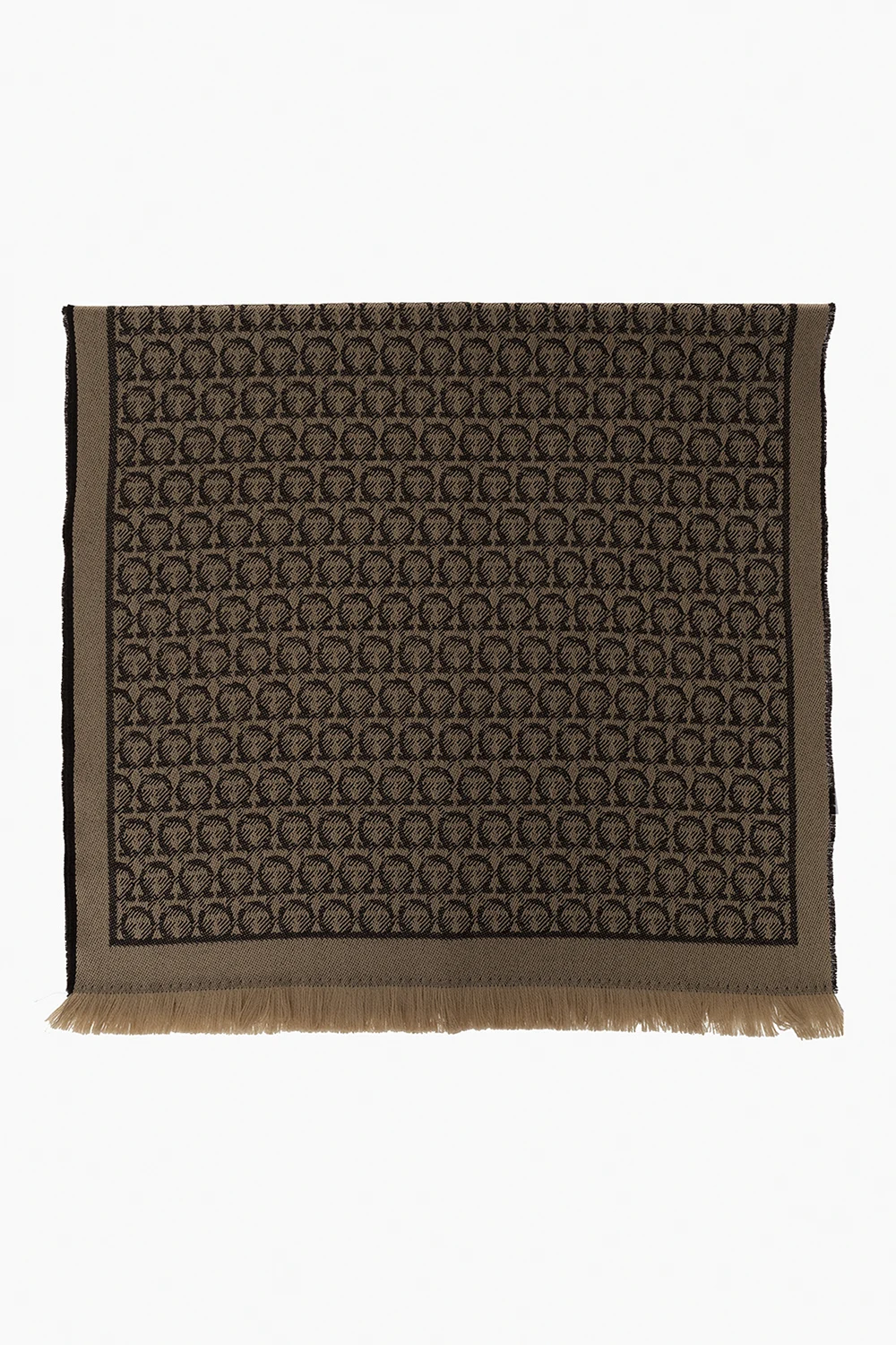 BROWN Monogrammed wool scarf