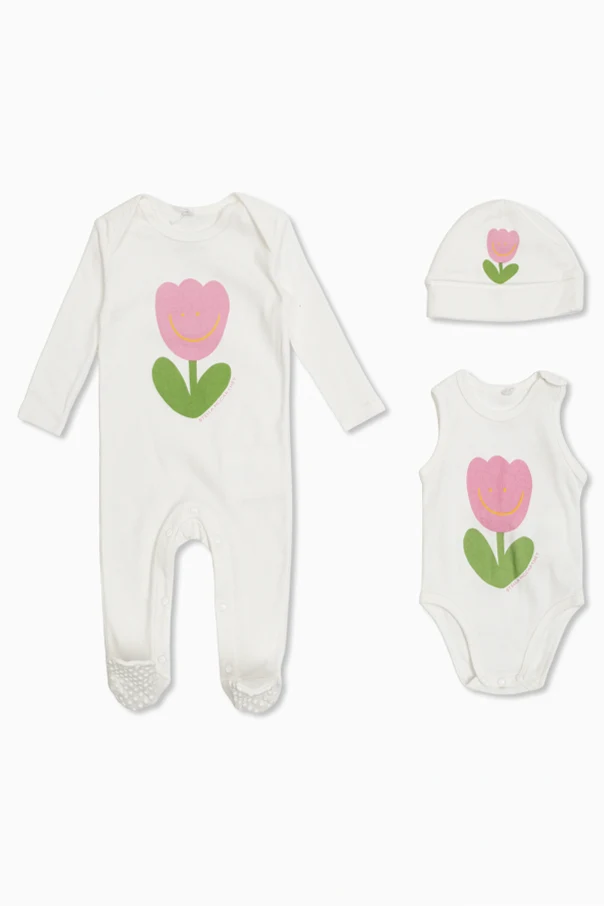 WHITE Baby set: sleepsuit and hat